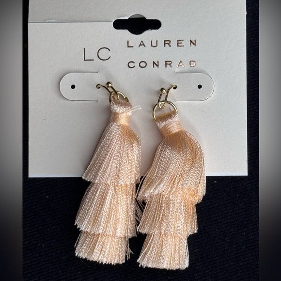 LC Lauren Conrad Peach Tassel Drop Earrings - Lightweight & Trendy 2in - Picture 2 of 11